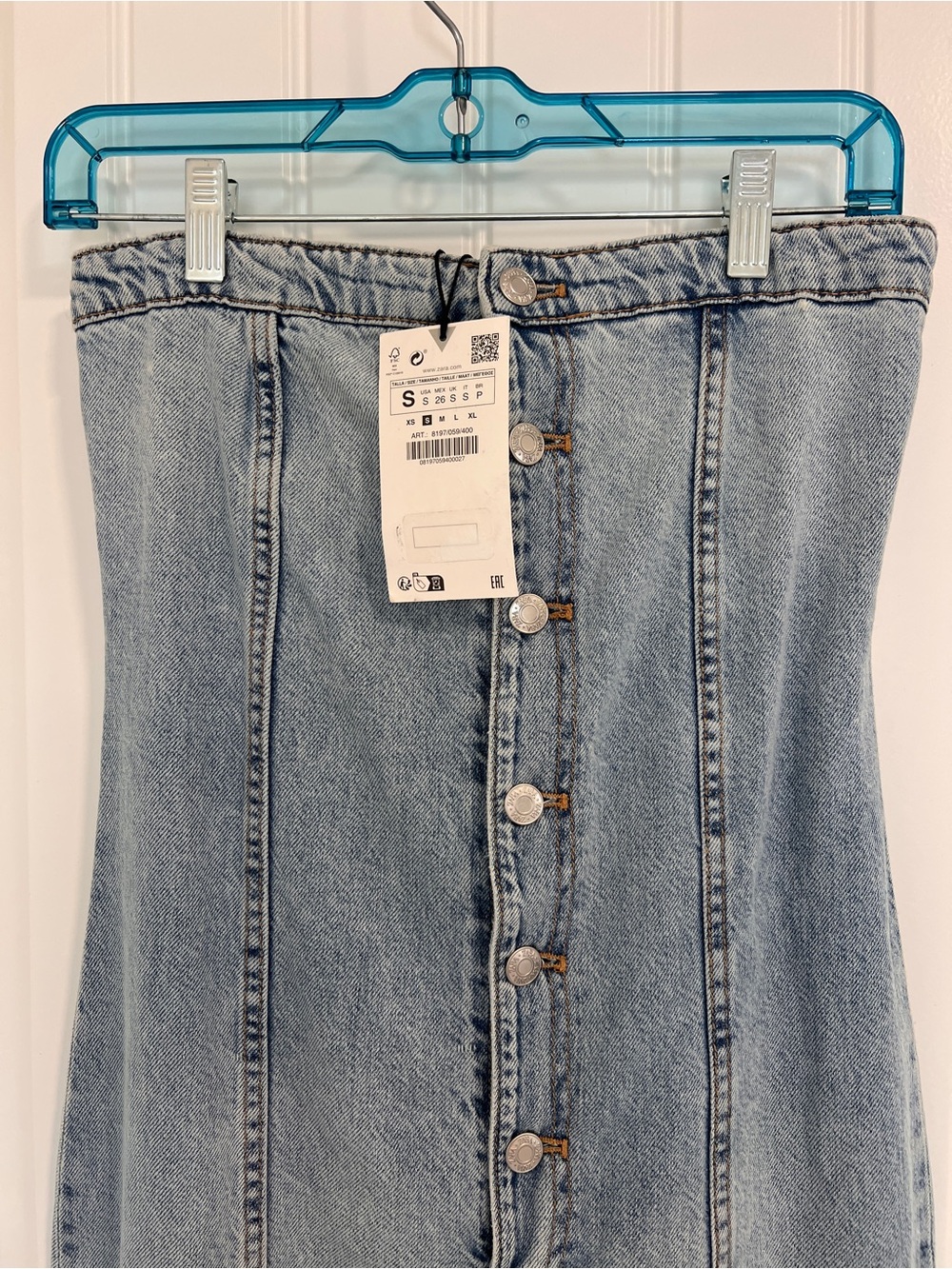 ZARA Light Blue Denim Wide Leg Sleeveless Jumpsuit - Picture 5 of 7
